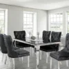 Black Glass Top Table with 6 Chairs
