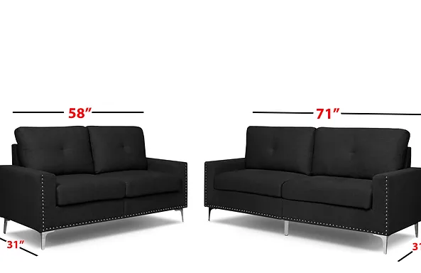 Rita 2 Pcs Sofa Set (Charcoal) 3