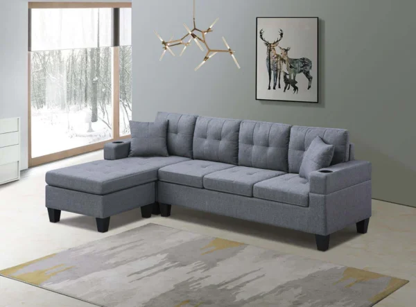 Reversible Sectional Sofa Grey1