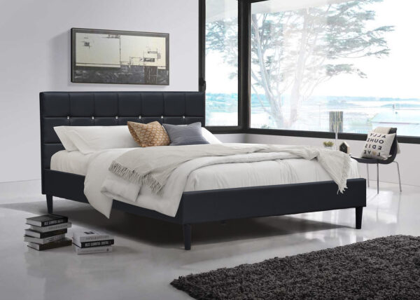 Orlando Queen Size Bed (Black PU)